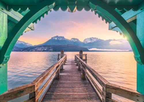 Rompecabezas Ravensburger Puente Peatonal en el Lago de Annecy 1000 piezas para adultos miniatura 2