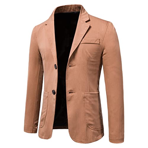 bestgift Jaqueta outono plus size cor sólida plus size dois botões top masculino ocidental, Cinza es