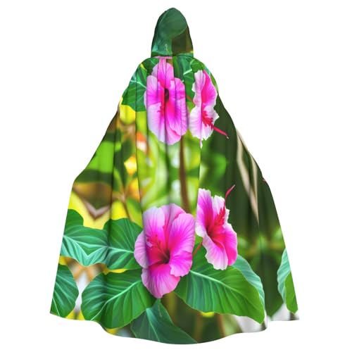 Cape à capuche d'Halloween adulte avec fleurs d'hibiscus pour cosplay