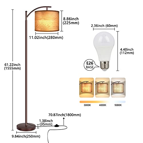 image for Rottogoon Floor Lamp for Living Room, LED Standing Lamp with 2 Lamp Sh