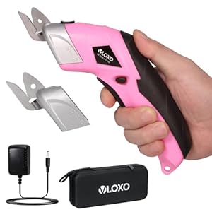 VLOXO Elektrische Schere Kabelloser Schneider mit 2 Schneidklingen für Handwerk zum Schneiden von Karton Leder Teppich Topfpflanze Blumen wiederaufladbare Papierschneider Schere mit Ladengerät Rosa