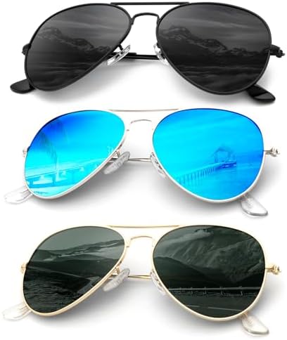 Aviator Sunglasses Polarized Sun-Glasses: Aviators Sunglasses for Men Women with UV Protection for Driving