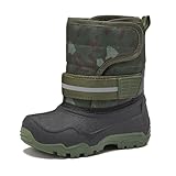 LONDON FOG Dex Waterproof Little Kid & Toddler Boys Snow Boots - Insulated Sherpa Lined Boy Winter Boots for Toddlers and Kids - Dark Green, 9 Toddler