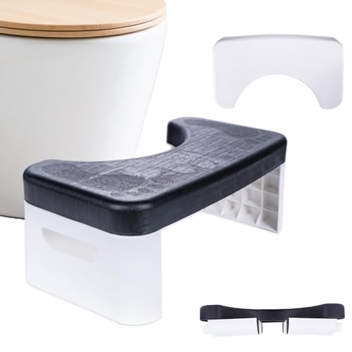 Sgabello pieghevole per WC, 17,8 cm, sgabello da bagno pieghevole, per tutte le età, sgabello da seduta per postura, colore: nero