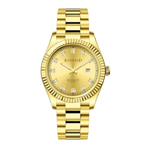 Imagen de KNISKRED Reloj Clásico para Hombre con Correa Sólida de Acero Inoxidable y Calendario Reloj de Vestir para Caballeros Resistente al Agua