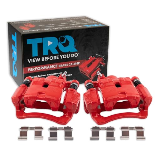 Image of TRQ Performance Rear Driver and Passenger Side Brake Caliper Set Caliper Brackets Hardware Compatible with 09-13 Subaru Forester 08-14 Impreza WRX WRX Premium WRX Limited Outback Sport 2.5i 15-19 WRX