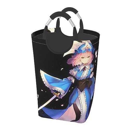 東方西行寺 幽々子(さいぎょうじ ゆゆこ) ランドリーバスケット ランドリーバッグ ランドリー収納 防水 取っ手付き 収納バスケット 折り畳み 大容量 衣類収納バッグ 省スペース 蓋なしかご