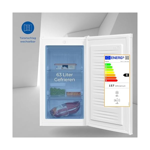 Exquisit Gefrierschrank GS5111-330E weiss | Kleiner Gefrierschrank | 63 Liter Volumen | Gefrierschrank klein | Tiefkühlschrank klein | Gefrierschubladen | Standgerät – Bild 3