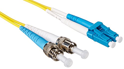 C2G 37476 OS2 Fiber Optic Cable - LC-ST 9/125 Duplex Single-Mode PVC Fiber Cable, Yellow (9.8 Feet, 3 Meters)