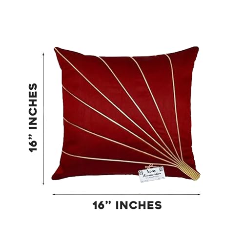 Image of Noor Silk Cushion Covers Pack of 7 | 16x16 Inches, Maroon
