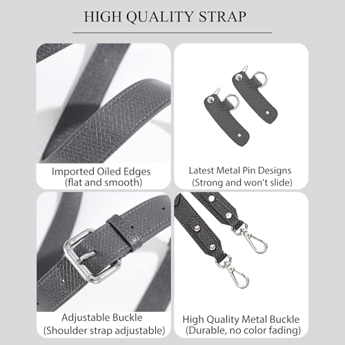 Image of 4 Buckles Purse Strap Replacement Compatible with Longchamp S /M Bag, Anti-Slip Leather Bag Straps Conversion Kit, Handbags Crossbody Shoulder Strap Adjustable for Women(Graphite Gray)