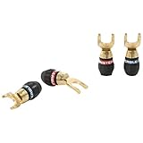 Monster QuickLock MKII Gold Angled Spade Connectors for Easy Self Crimping Terminations (2 Pair)