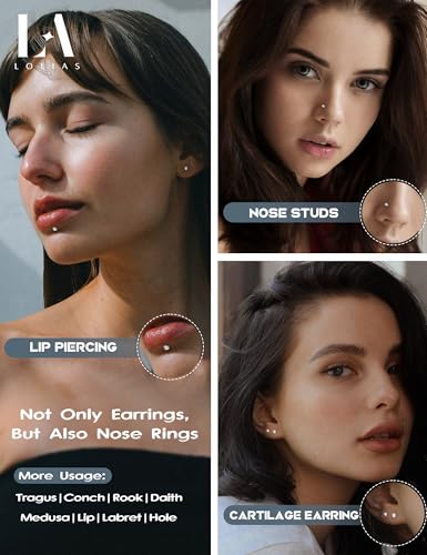 image for LOLIAS Flat Back Earrings Stud G23 Titanium Threadless Piercing Kit - 