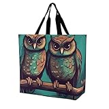 Búhos Sentados Uno Al Lado Del Otro Bolso De Mano Gran Capacidad Bolsa De Mano Versátil Bolsas De Mano Para Shopping Mujer Viajes