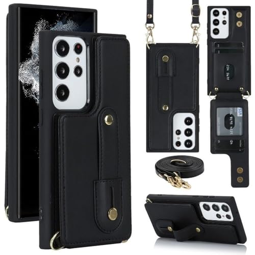 Étui de téléphone en cuir pour Samsung Galaxy S24 Plus et A15 avec bandoulière et portefeuille
