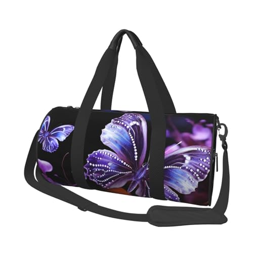 Sac de voyage week-end papillon violet pliable et léger pour le sport