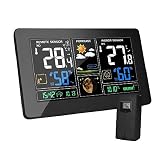 FJYDM Drahtlose Wetterstation, Wetterstationen Drahtlose Innen- Und Außensensoren Mehrere Sensoren Digitale Temperatur Luftfeuchtigkeitsuhr Raumhygrometer