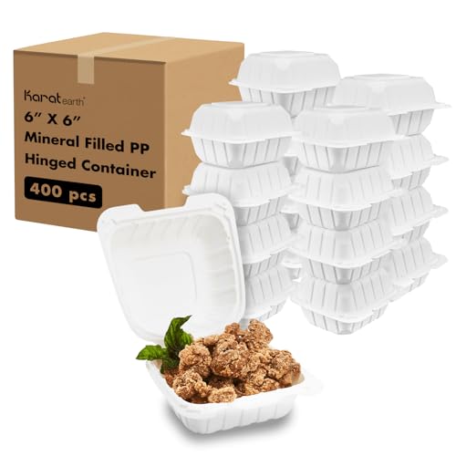 KARAT EARTH Clamshell Take Out Food Containers [6"x6" - 400