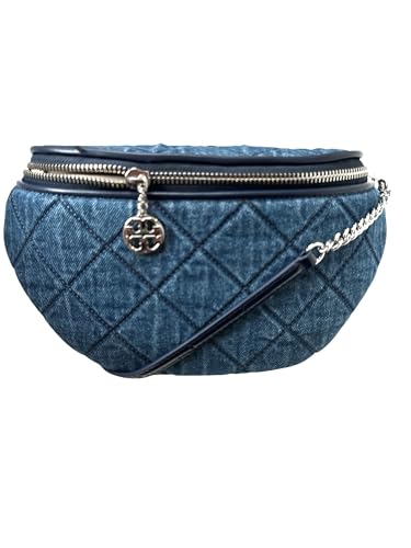Tory Burch Willa Bolsa de cinto acolchoada pochete, Tecido jeans, one size, Bolsa de cinto