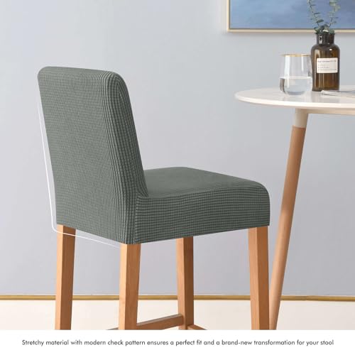 Housse de chaise de bar jacquard gris foncé extensible lavable en lot de 6 - 6
