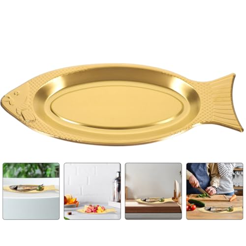 Assiette de service poisson doré 40 cm inox style restaurant - 5
