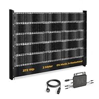 Sunbooster VERTICAL+ Zaun-Balkonkraftwerk 2m – bifaziale PV-Sichtschutzstreifen für Doppelstabmattenzaun, 372Wp, Komplettset mit Mikrowechselrichter 800W und 10m Schuko – steckerfertig, erweiterbar – Ansicht 1