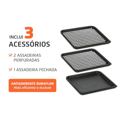 Fritadeira Air Fryer Forno Oven 12 Litros, Mondial, Preto/Inox, 2000W, 110V - AFO-12L-BI