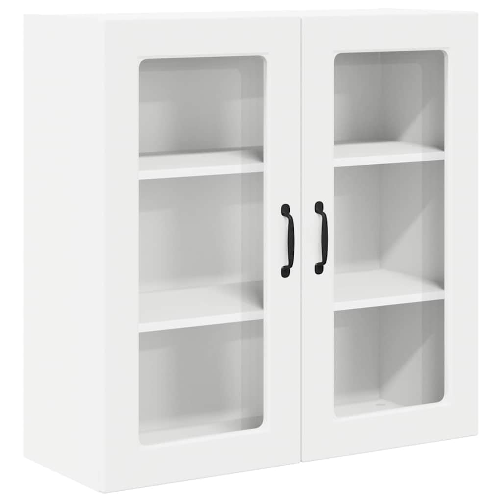 Cabinet en verre mural Porto blanc 80x31x80cm meuble de cuisine