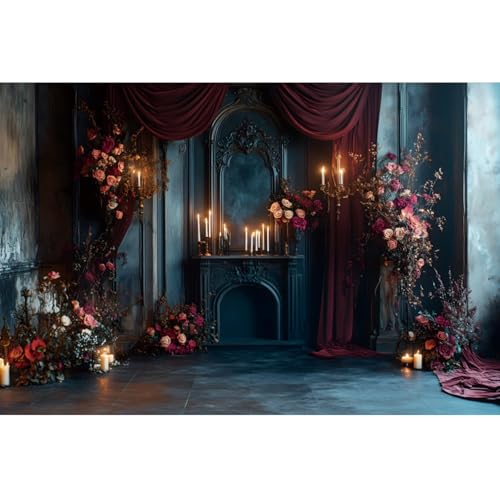 YongFoto Retro Elegant Candelabras Dresser Gothic Backdrop 10x8ft Candles Roses