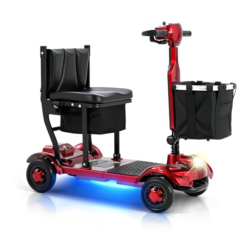 Ecomobi MS01F Folding Mobility Scooter for Seniors with Underglow Lights and Multi-Zone Storage