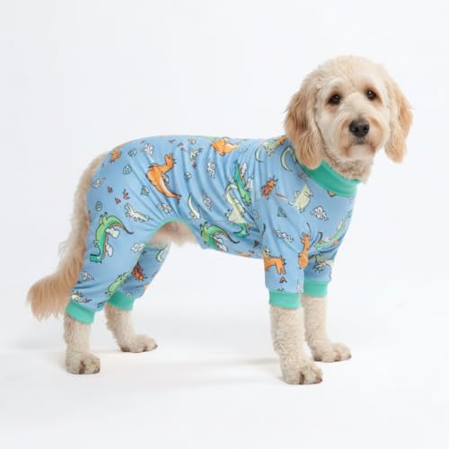 Image of Spark Paws Dog Pajama, Dog Recovery Suit Male, Onesie, Ultra-Soft and 4-Way Stretch, for Small Medium and Large Breeds - Dragons - 2XL