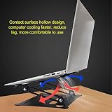 Laptop Stand Silver Portable Folding Retractable Angle Aluminum Alloy with Slip Silicone Pad for Heat Dissipation Ideal