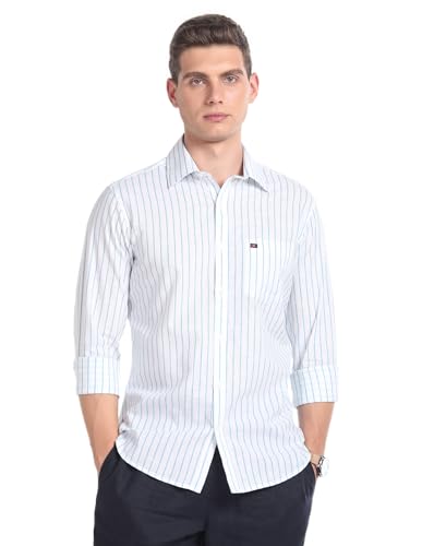 Image of AD by Arvind Vertical Stripe Cotton Summer Shirt
