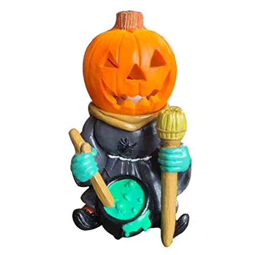 Dapuly Fairy Garden Ornaments, Halloween Resina Calabaza Caballeros Micro Paisaje Figuras de Resina Calabaza Espíritu Decoración Farol Tabletop Luz nocturna Lámpara para dormitorio infantil Cover