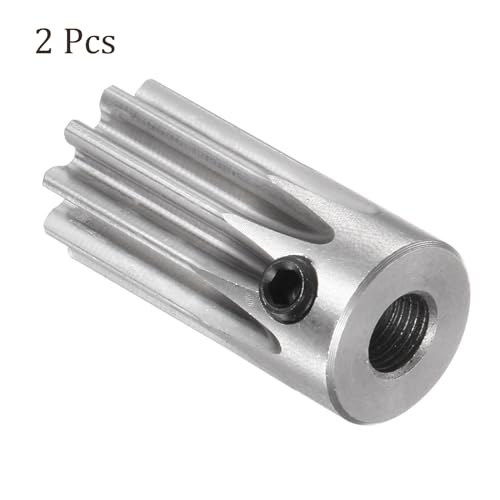 Image of 2pcs Mod 1 Straight Spur Pinion Gear Motor Gear 10 Teeth - [5mm Aperture x 20mm Height], Suitable for RC Cars, Stainless Steel