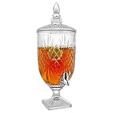MOLIGOU Glass Beverage Dispenser, 1.3 Gallon Drink Container with Lid and Leak Free Spigot, Wide Mou
