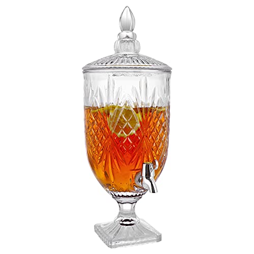 Moligou Glass Beverage Dispenser, 1.3 Gallon Drink Container With Lid And Leak Free Spigot, Wide Mouth Beverage Server For Party, Bar #TOP14