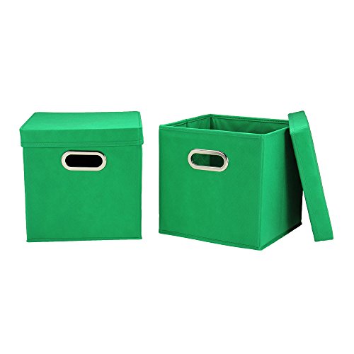 Household Essentials 40-1 Decorative Storage Cube Set with Removable Lids | Green | 2-Pack