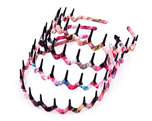 STHUAHE4Pcs Women Girls Fashion Resin Sharks Toothed Comb Wavy Hair Hoop Hairband Headband Hair Accessories by Beauty Hair (4 Colors)