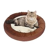 Cama para gatos cálida y acogedora: Super doux et confortable,su gato o perro pequeño Se enamorará de ella de inmediato.Cama perro con forma de rosquilla, ideal para mascotas a las que les gusta acurrucarse.Bordes elevados causan una sensación de seguridad y brindan soporte para la cabeza y el cuello.