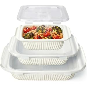 Artena Casserole Dishes For Oven, Ceramic Baking Dish, Large Lasagna Pan With Handles, Baking Pan Casserole Dish, Rectangular Bakeware Deep, White, Set Of 3 (5.1Qt/2.3Qt/1.1Qt) (Baking Dish
