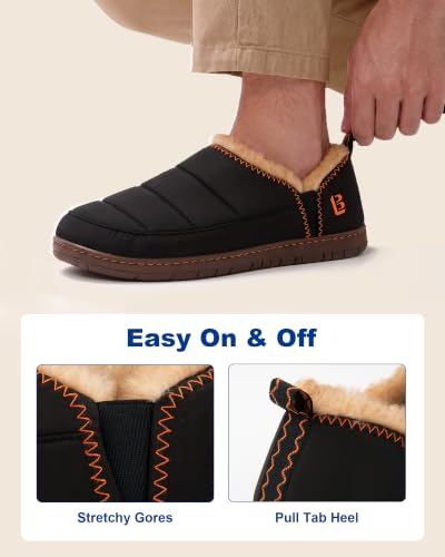 Image of LongBay Men's Outdoor Slippers Two Tone Indoor Bedroom House Shoes Gifts | Nylon Upper, Memory Foam Insole, Coral Fleece Lining, Slip On, Lightweight and Packable, Camping Garden, All-Season Wear