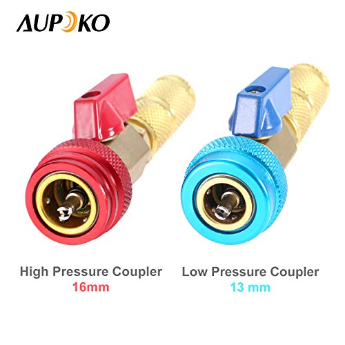 Aupoko R134A Valve Core Quick Remover Installer, High Low Pressure Valve Core Remover Tools Kit For R13A Refrigerant Air Conditioner System #TOP1