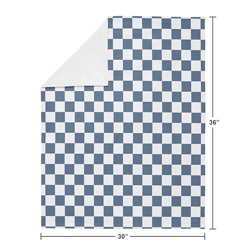 Image of Sweet Jojo Designs Soft Baby Blanket (Blue Gingham Checkered Plaid) for Boys, Infant, Newborns, Toddler 30x36in - Stroller Swaddle Security Receiving Blankets Minky (Vintage, Classic, Checkerboard)