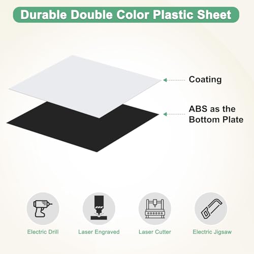 Image of M METERXITY 6-Pack Engraving Blank Materials Double Color 10x2 Inch, 1.3mm Thick ABS Plastic Sheet Yard Signs Name Plate for Door /Office /Home /Conference /Hotel /DIY Carving[White /Black]