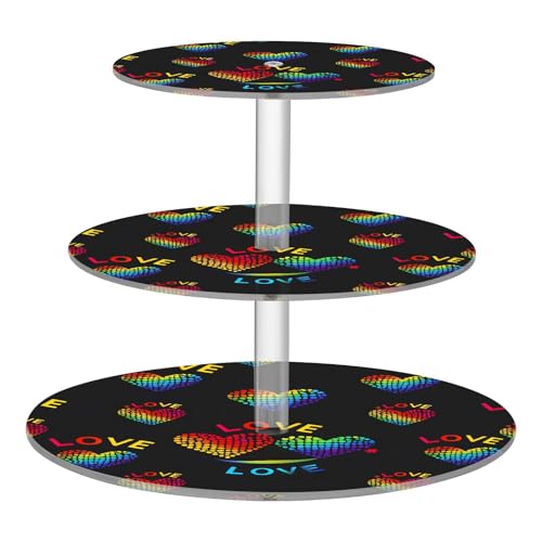 BOENLE 3 Tier Cupcake Stand Dreamy Love Acrylic Tower Tiered
