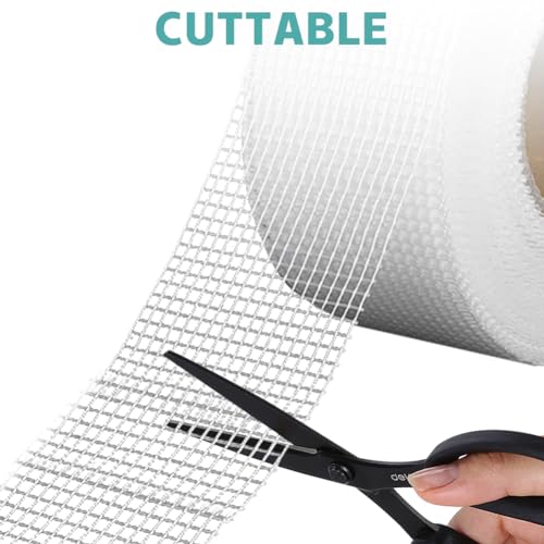 Tulov 2 Stück Fugenband Selbstklebend, 5cm X 75m Gitterband Glasfaserband, Glasfaser-Gewebe Reparaturband für die Gipsbrett verwendet für die Reparatur von Rissen und Löchern verwendet wird