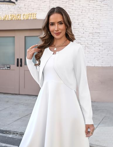 Zeagoo White Cardigan Sweaters for Women Long Sleeve Bolero Shrug
