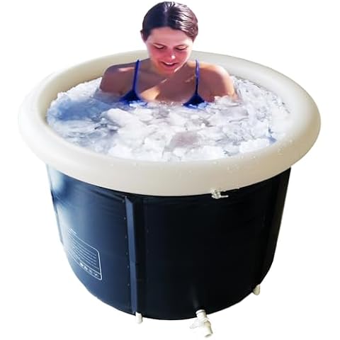 Foldable bathtub Soaking Tub Portable Bathtub Adult Inflatable Portable Bathtub Inflatable Ice Bath Ice Plunge Tub Ice Bath Tub for Adults Cold Plunge Tub Outdoor (Φ34.6”) Cover