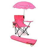 Redmon Beach Baby Kids Camp Chair with Carry Umbrella & Matching Tote Bag, Hot Pink